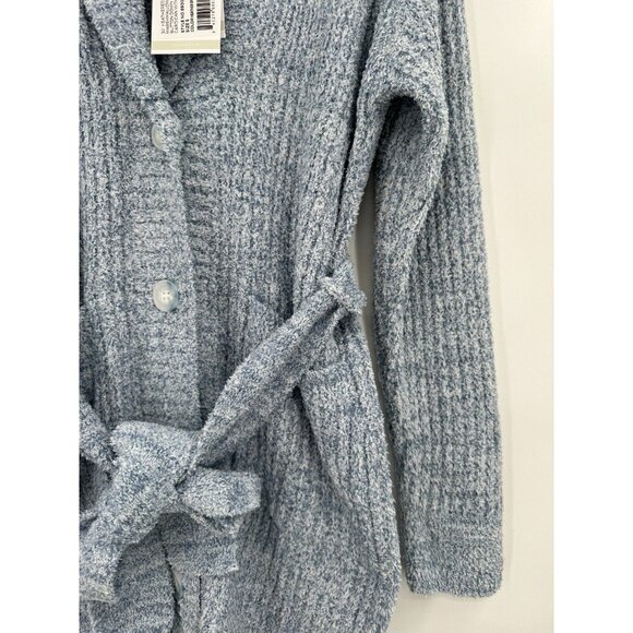 Softies 30" Marshmallow Button Down Cardigan w/ Belt sz S Heather Spring Lake - Picture 5 of 6
